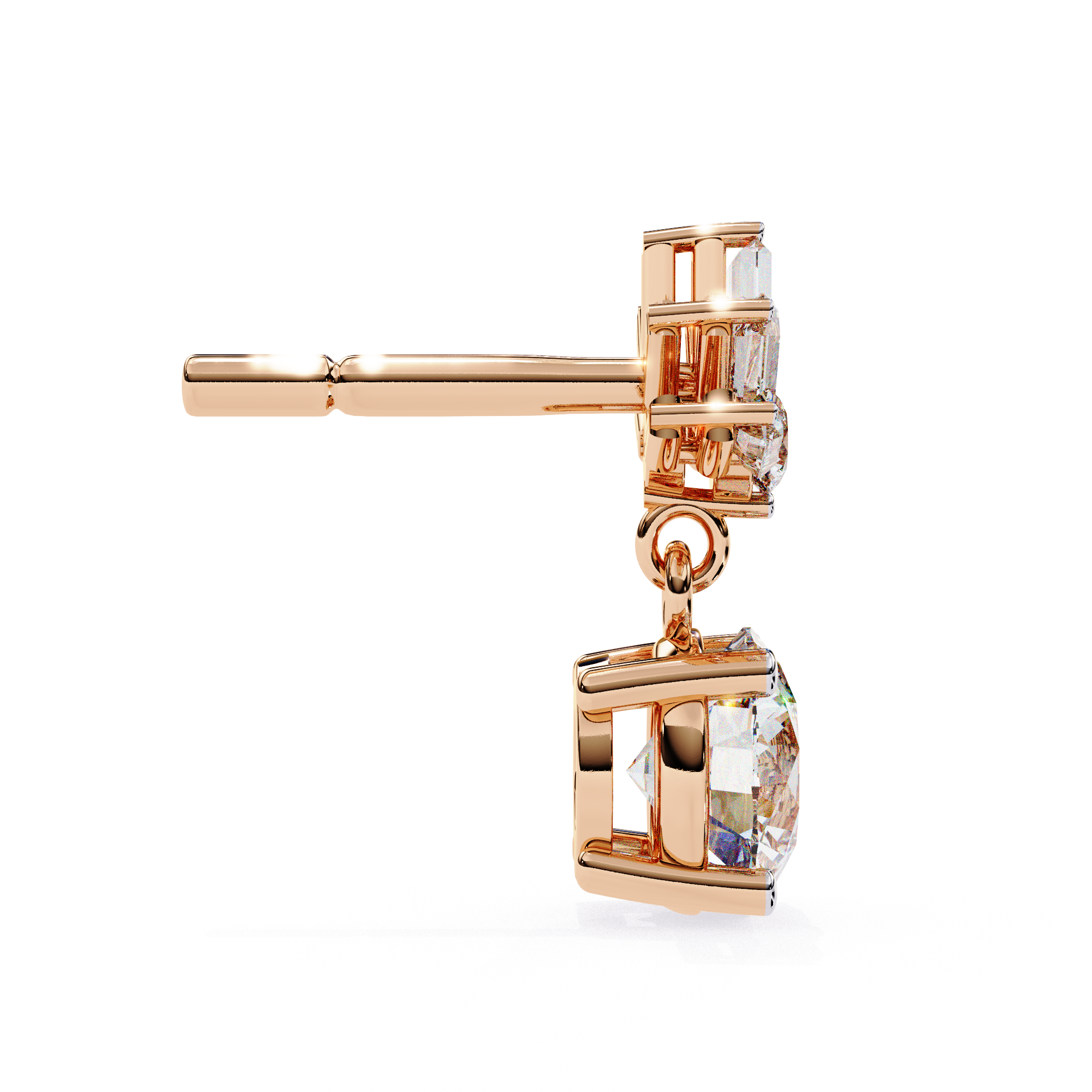 Elegant rose gold diamond drop earrings
