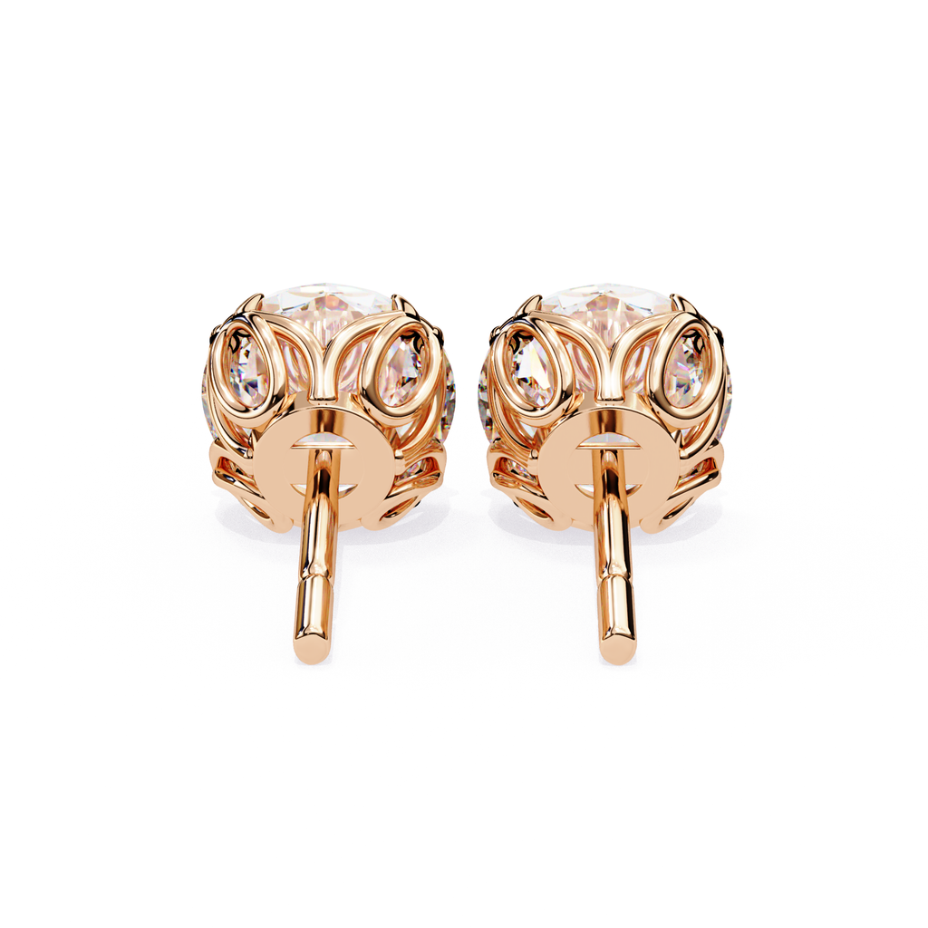 Premium rose gold Round cut diamond stud earrings