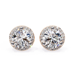 Elegant round cut diamond stud earrings with halo setting