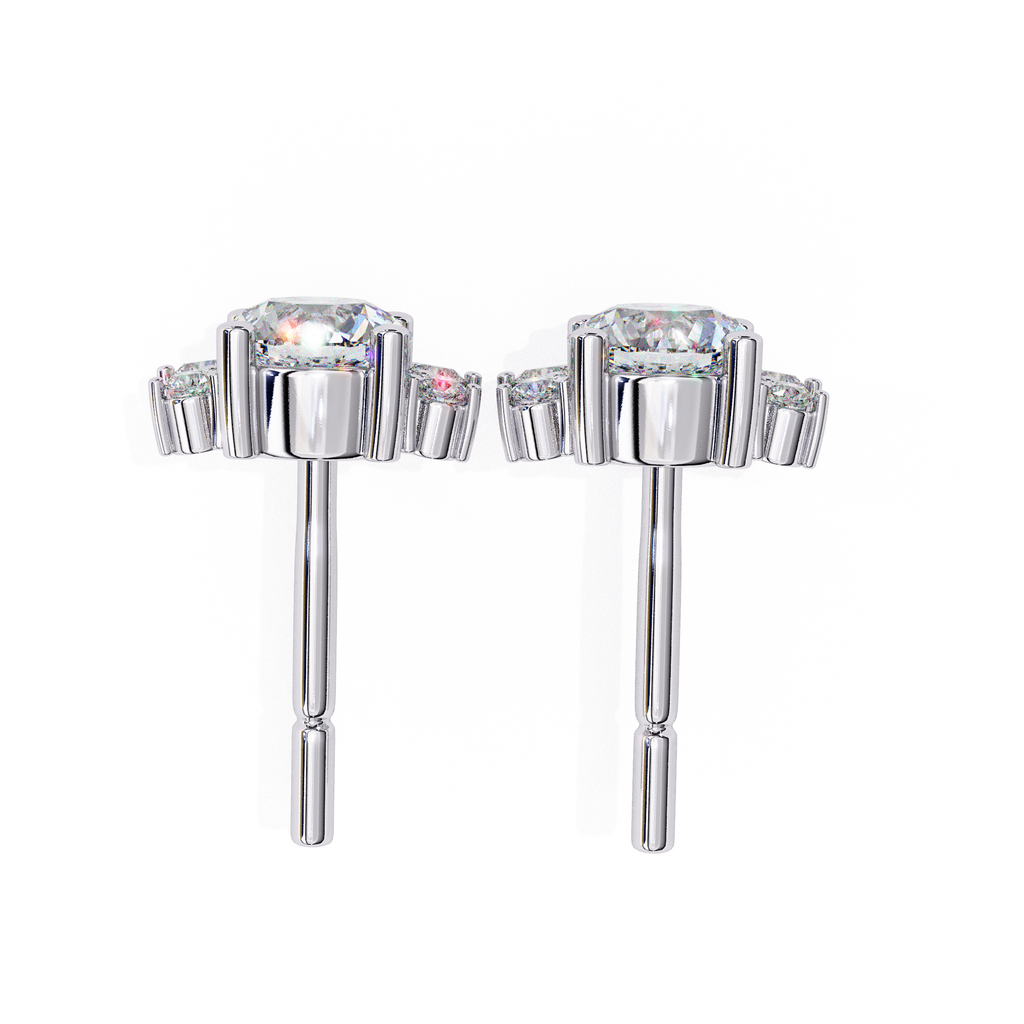 Trendy diamond stud earrings
