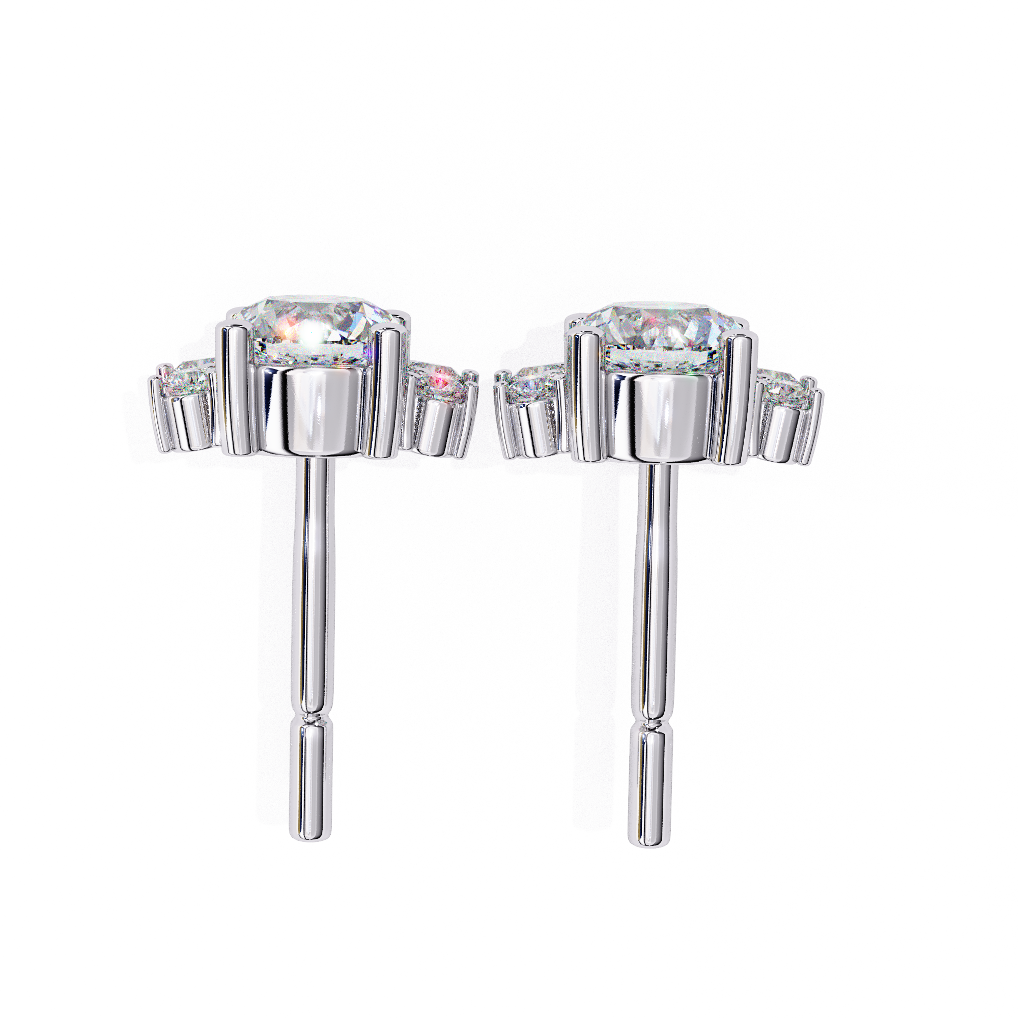 Trendy diamond stud earrings