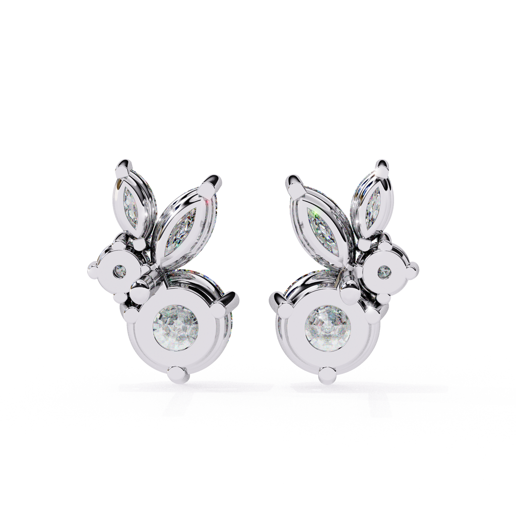 Chic diamond stud earrings with leaf inspired pattern