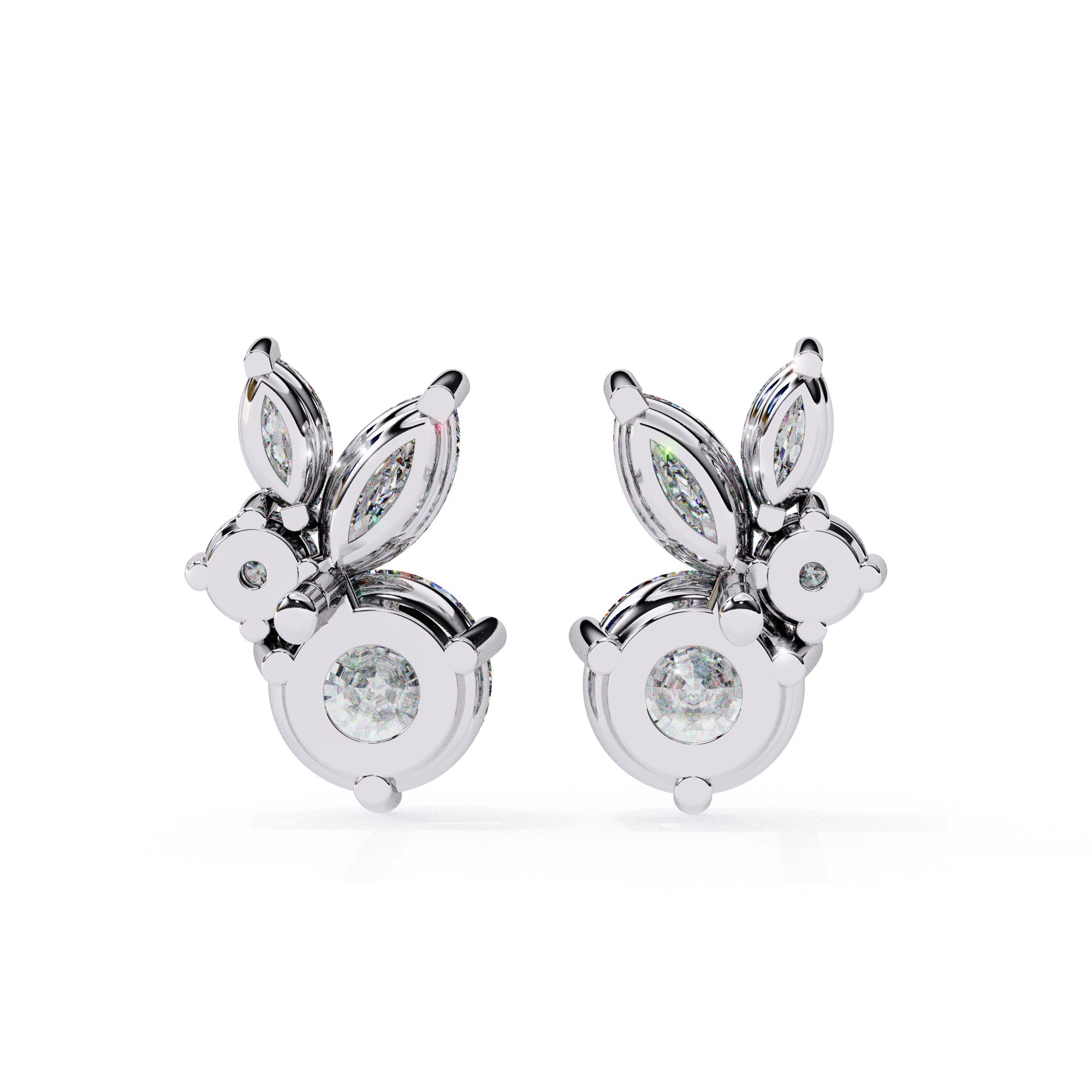 Chic diamond stud earrings with leaf inspired pattern