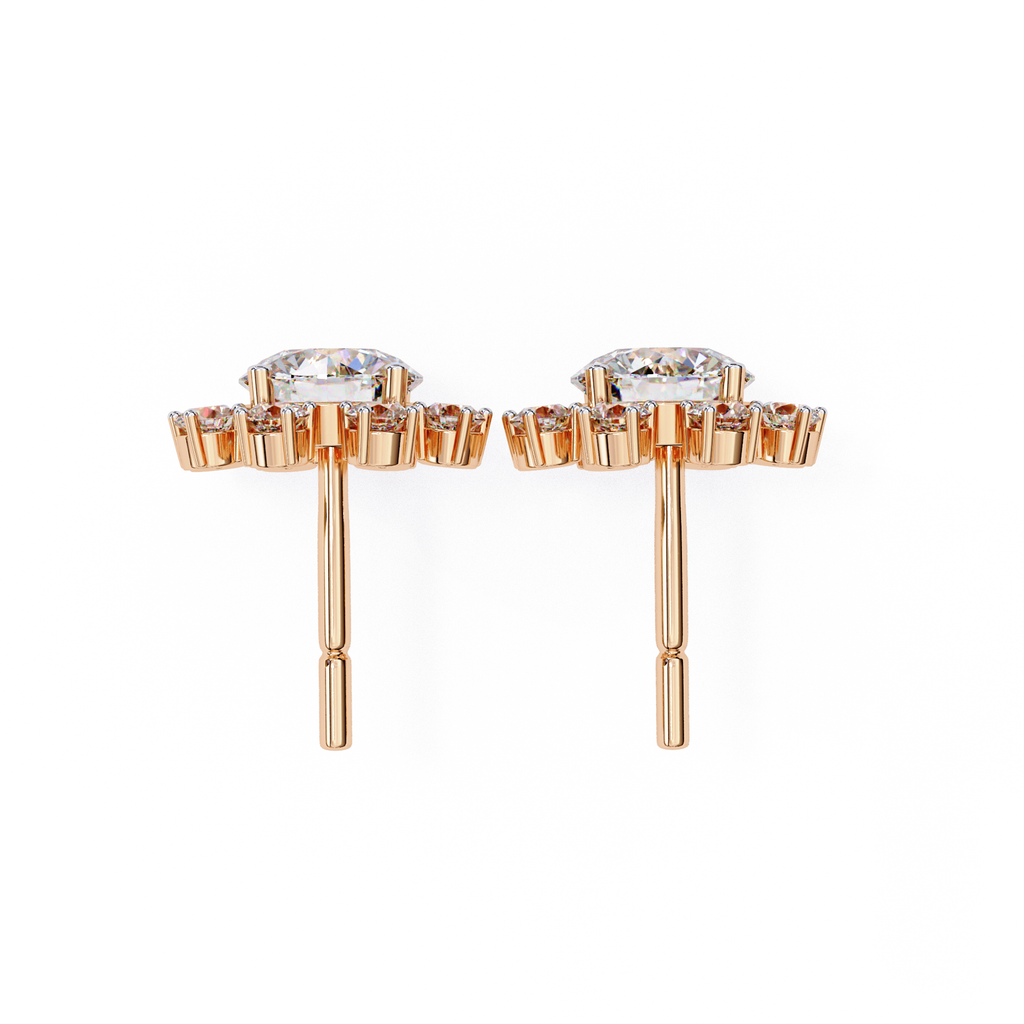Everyday wear diamond flower stud earrings