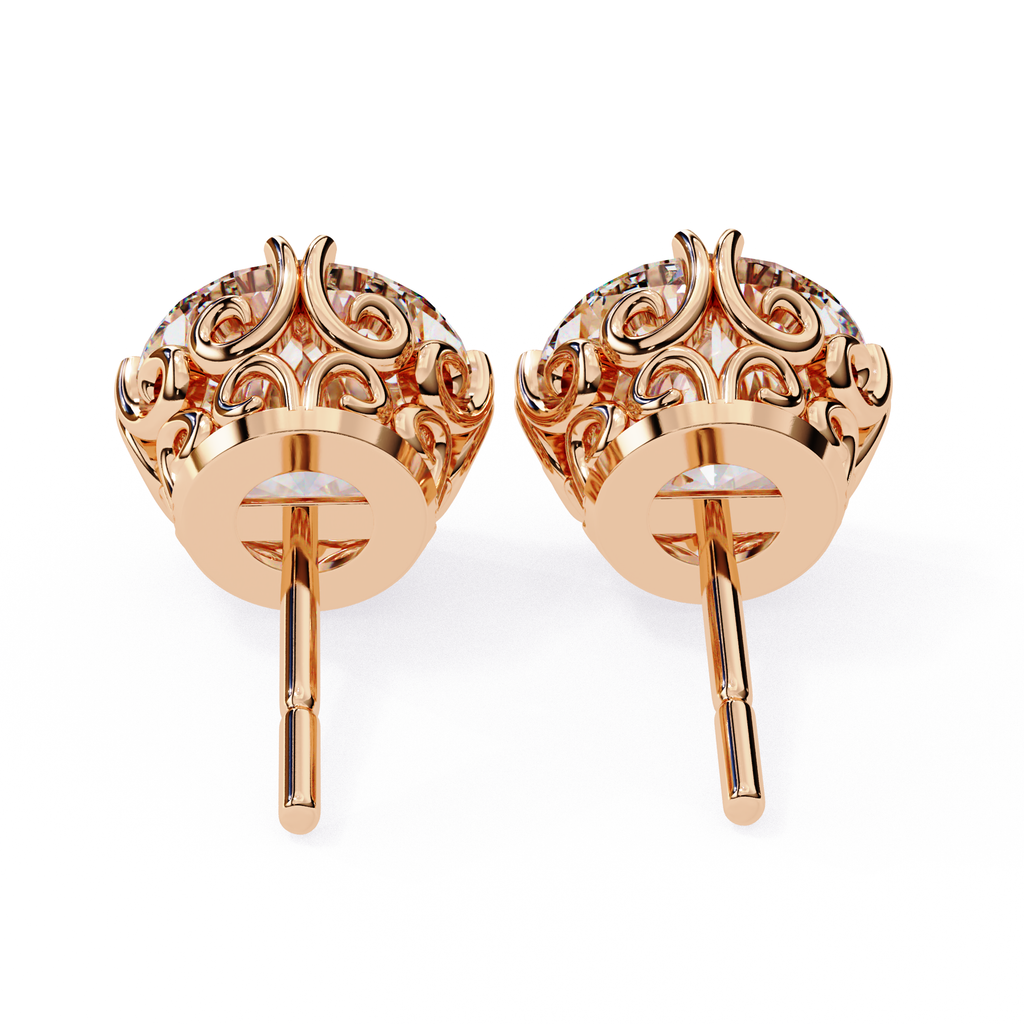 Luxury Round cut diamond stud earrings