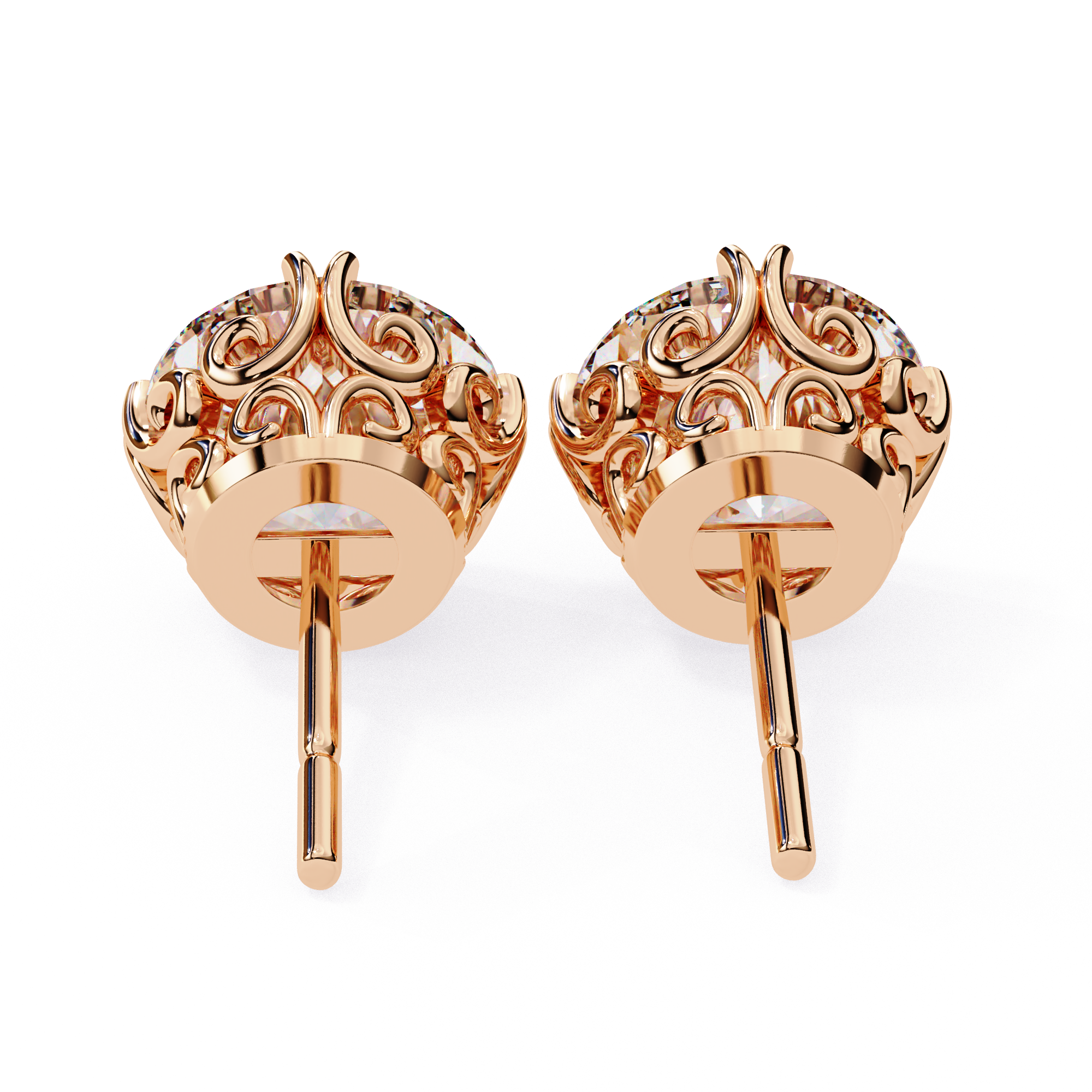 Luxury Round cut diamond stud earrings