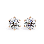 High sparkle round diamond stud earrings Rose Gold