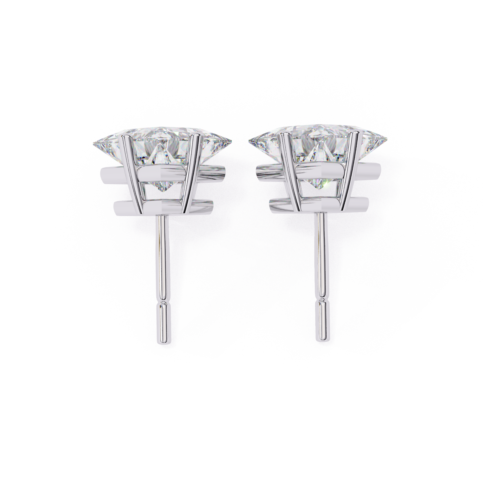 Designer square diamond stud earrings