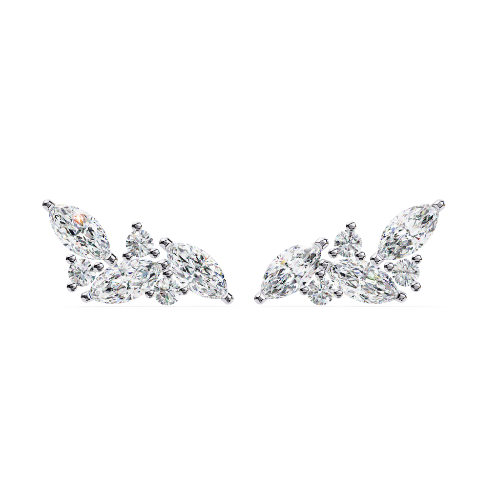 Marquise diamond cluster stud earrings
