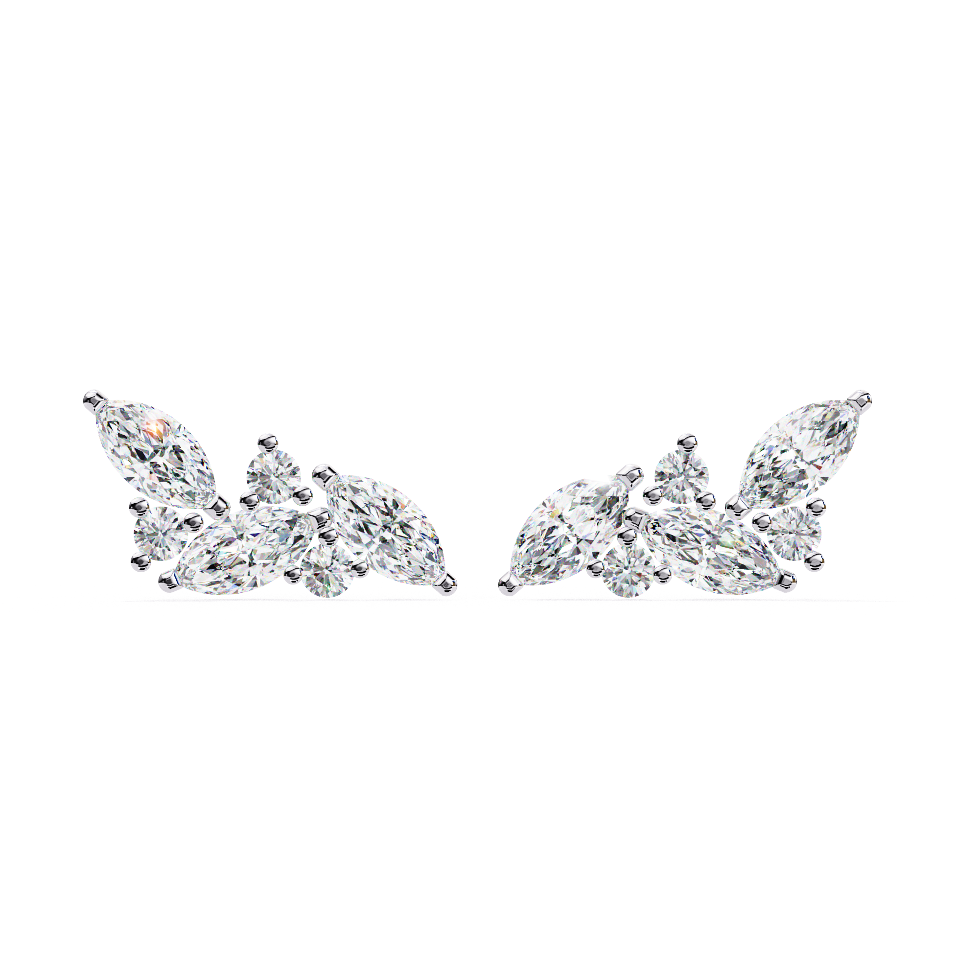 Marquise diamond cluster stud earrings