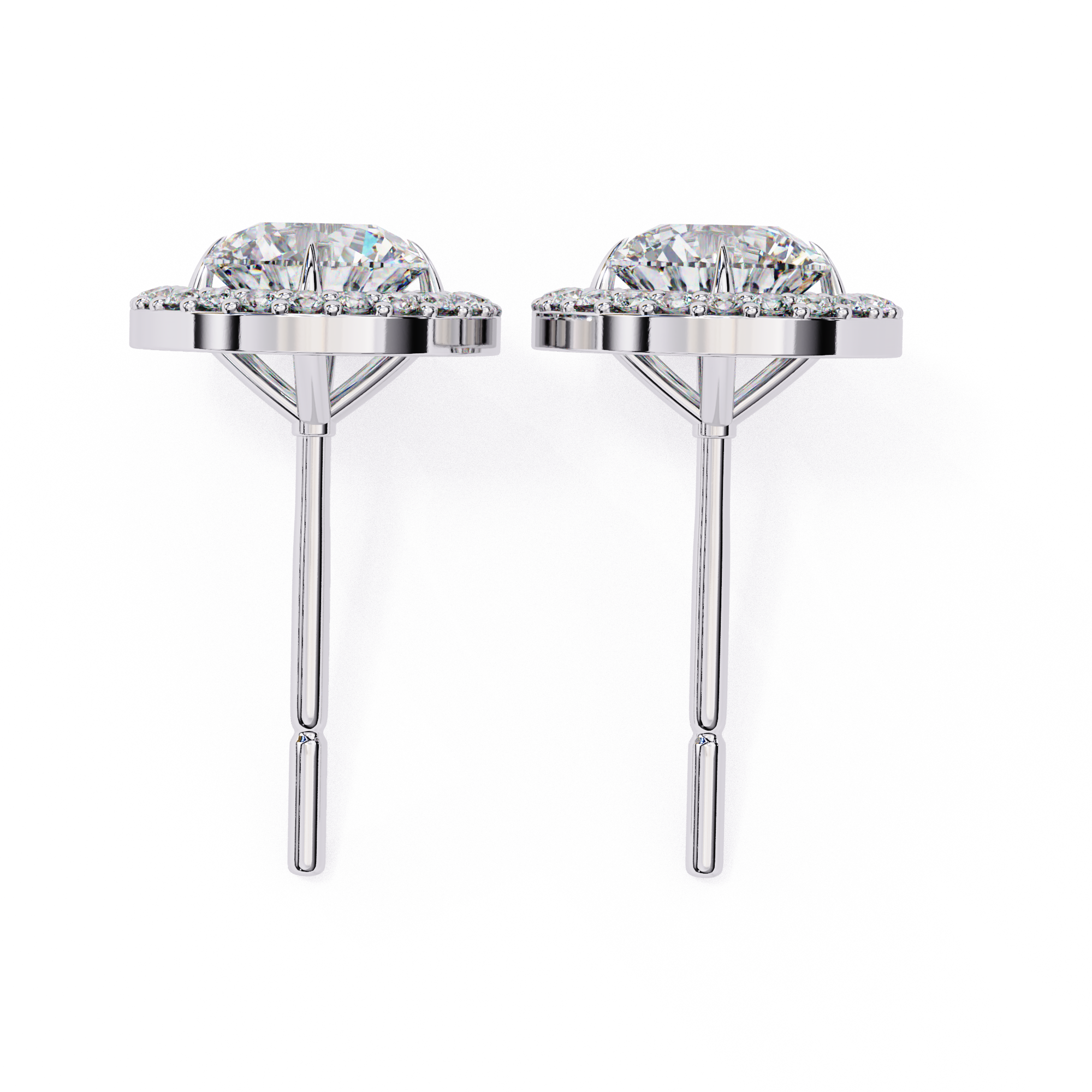 Diamond stud earrings round shape