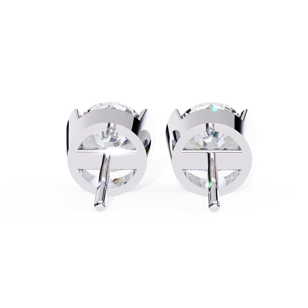 Elegant half bezel set diamond stud earrings