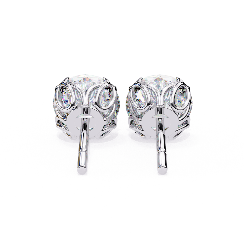 Premium white gold Round cut diamond stud earrings