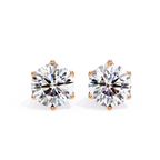 High sparkle round diamond stud earrings Rose Gold
