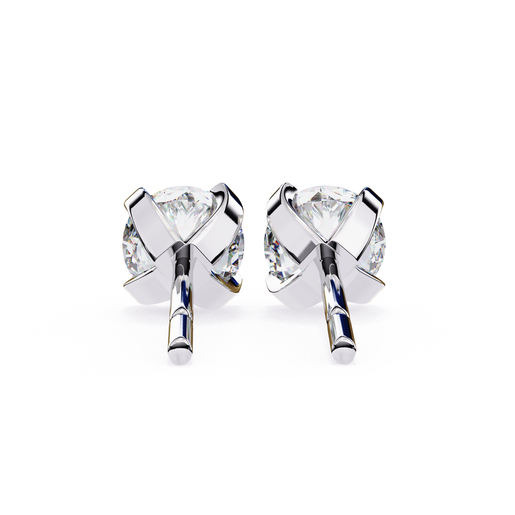 Premium white gold Round cut diamond stud earrings