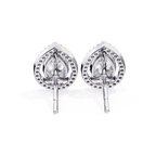 Premium white gold Pear shaped halo diamond stud earrings