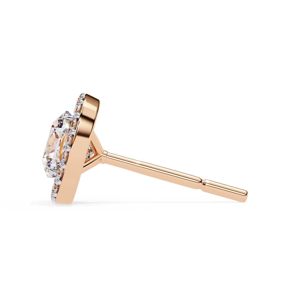 Cushion cut diamond halo stud earrings