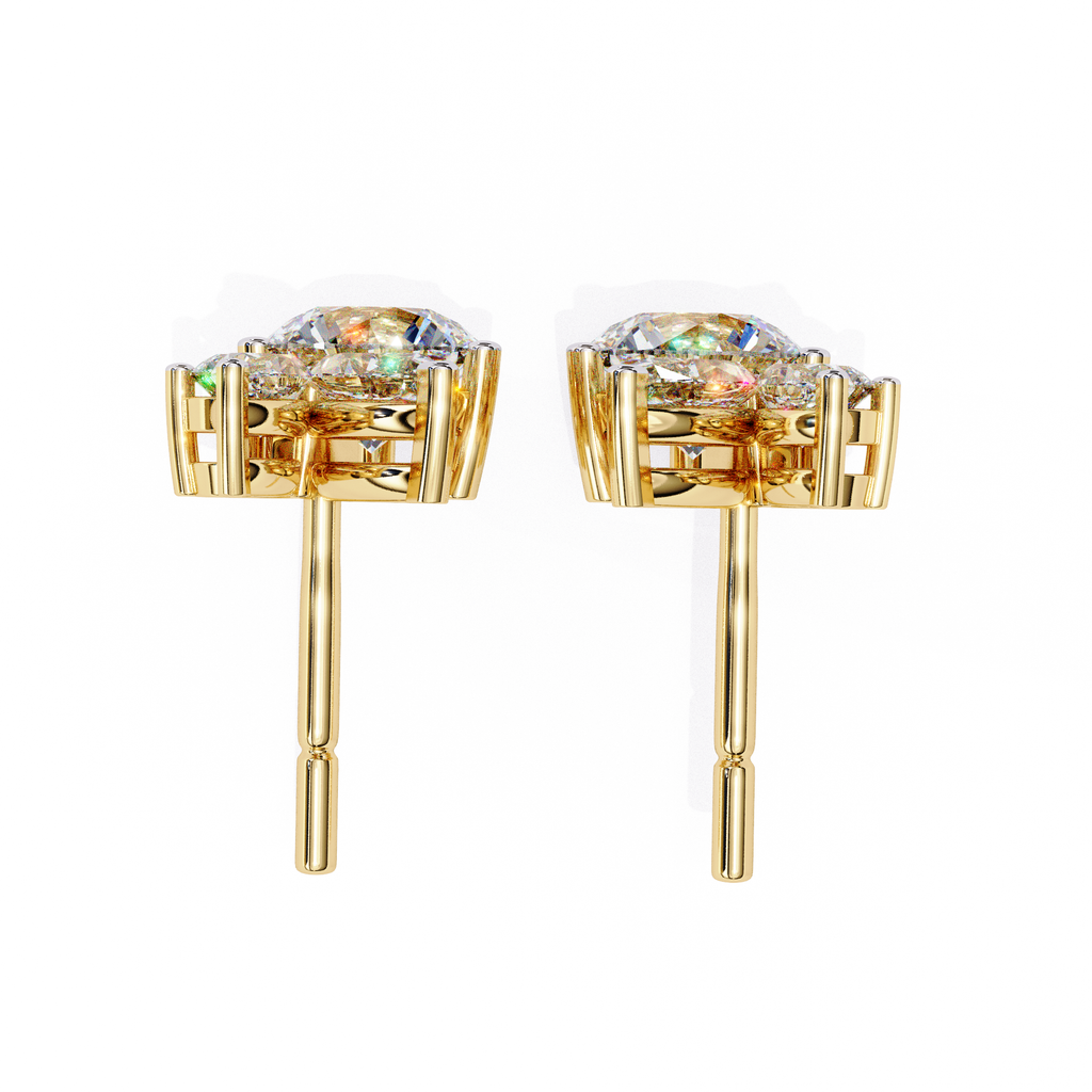 Chic diamond stud earrings with leaf inspired pattern
