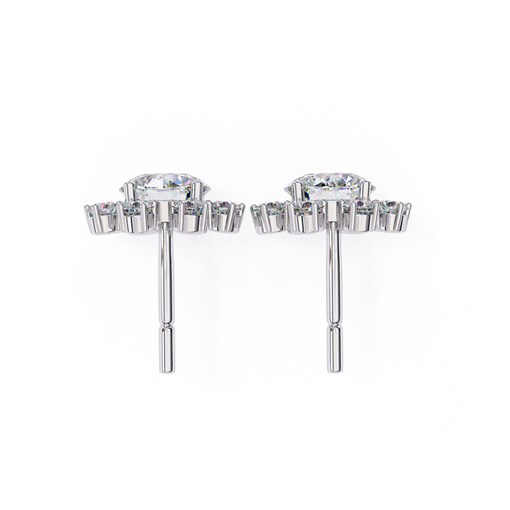 White Gold Sparkly diamond cluster earrings