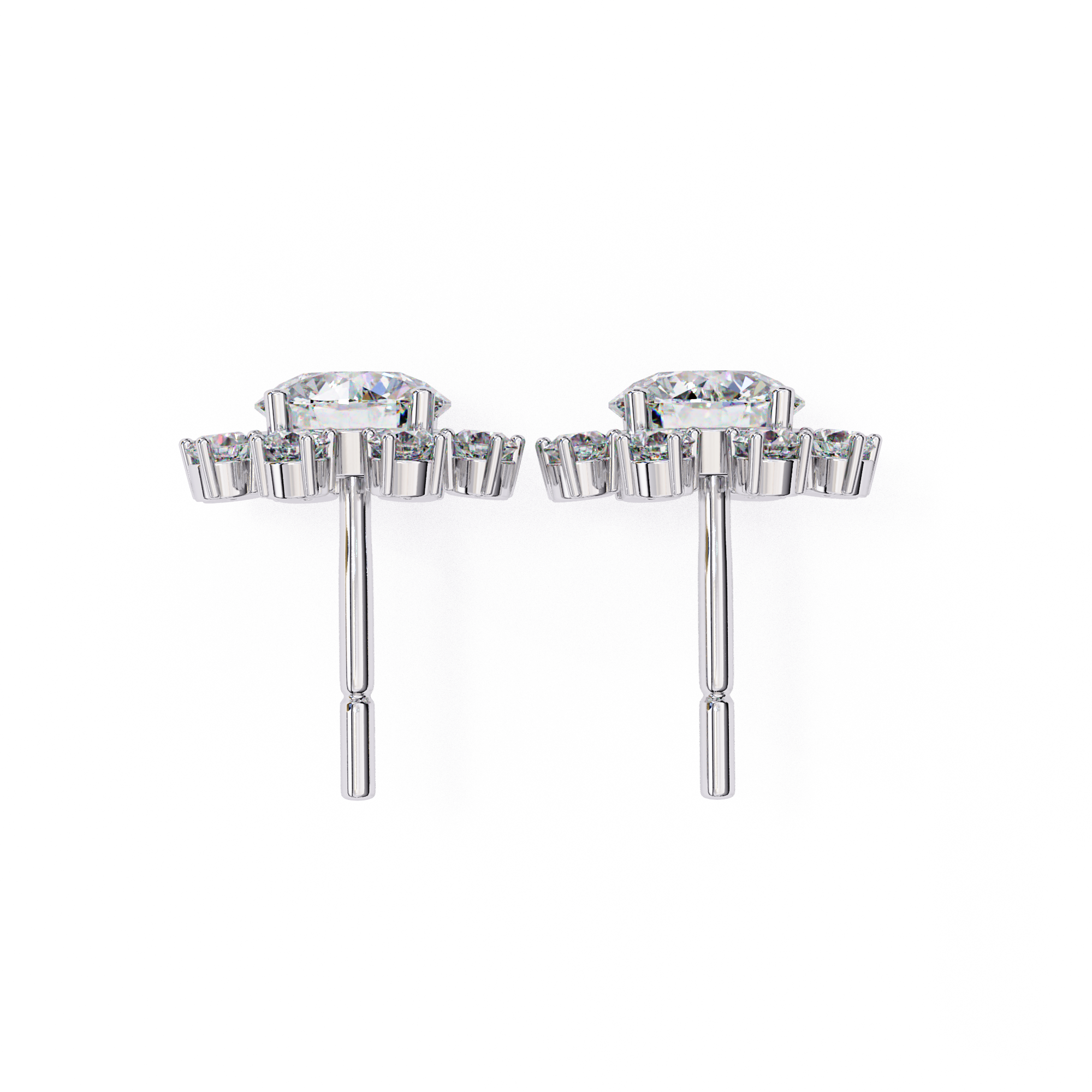 White Gold Sparkly diamond cluster earrings
