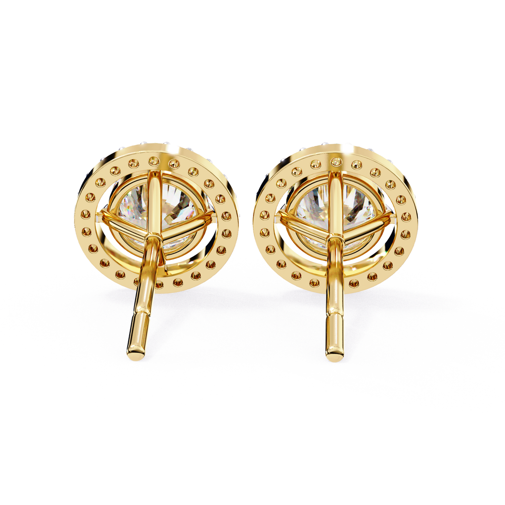 Round diamond halo stud earrings