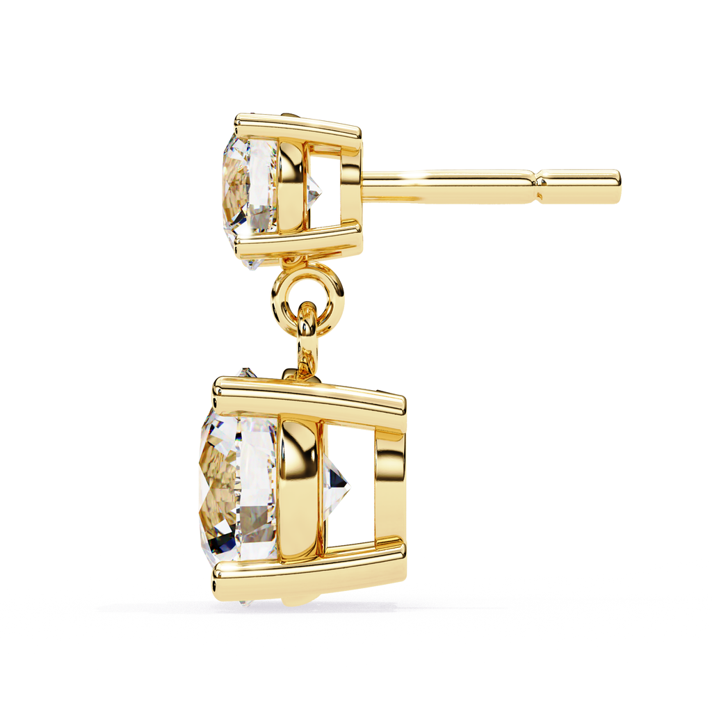 Designer round diamond drop earrings in gold