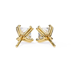 Premium gold princess cut diamond stud earrings