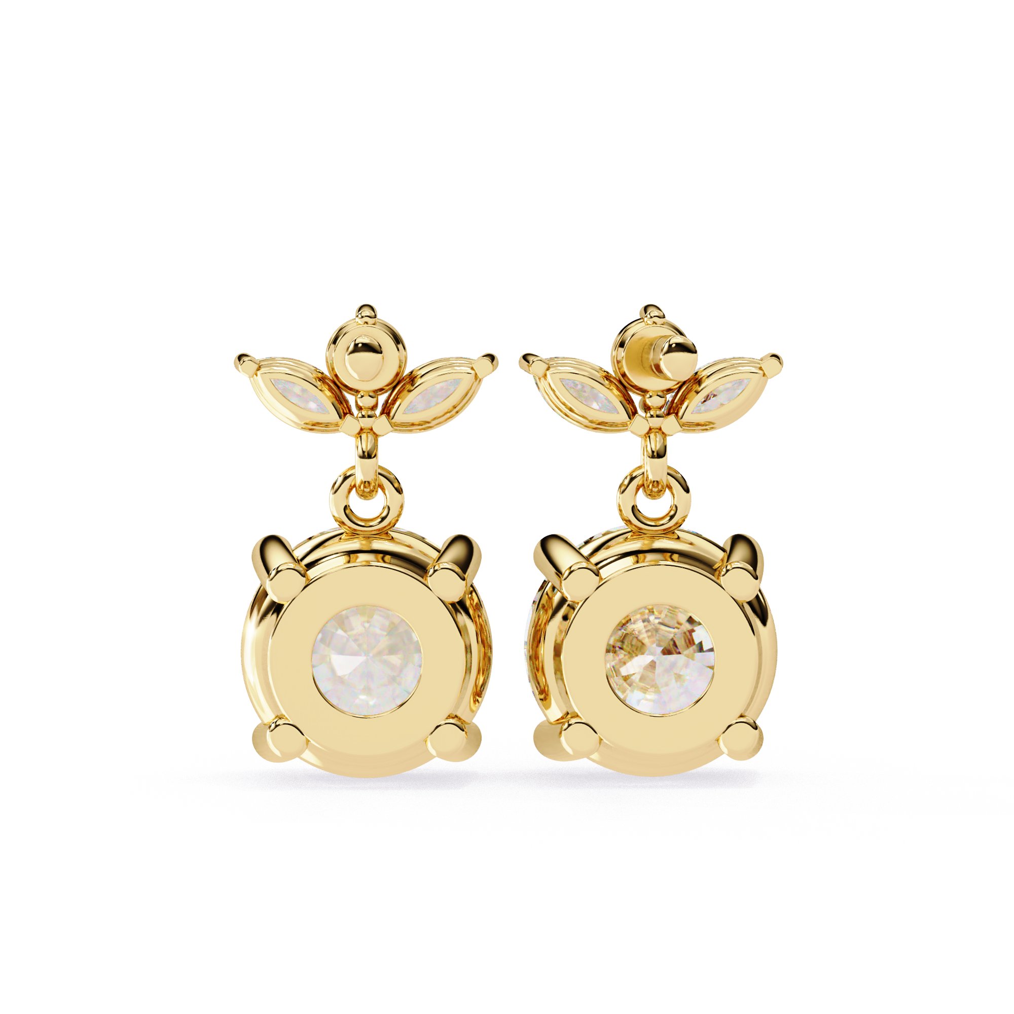 Designer diamond drop earrings with round diamond