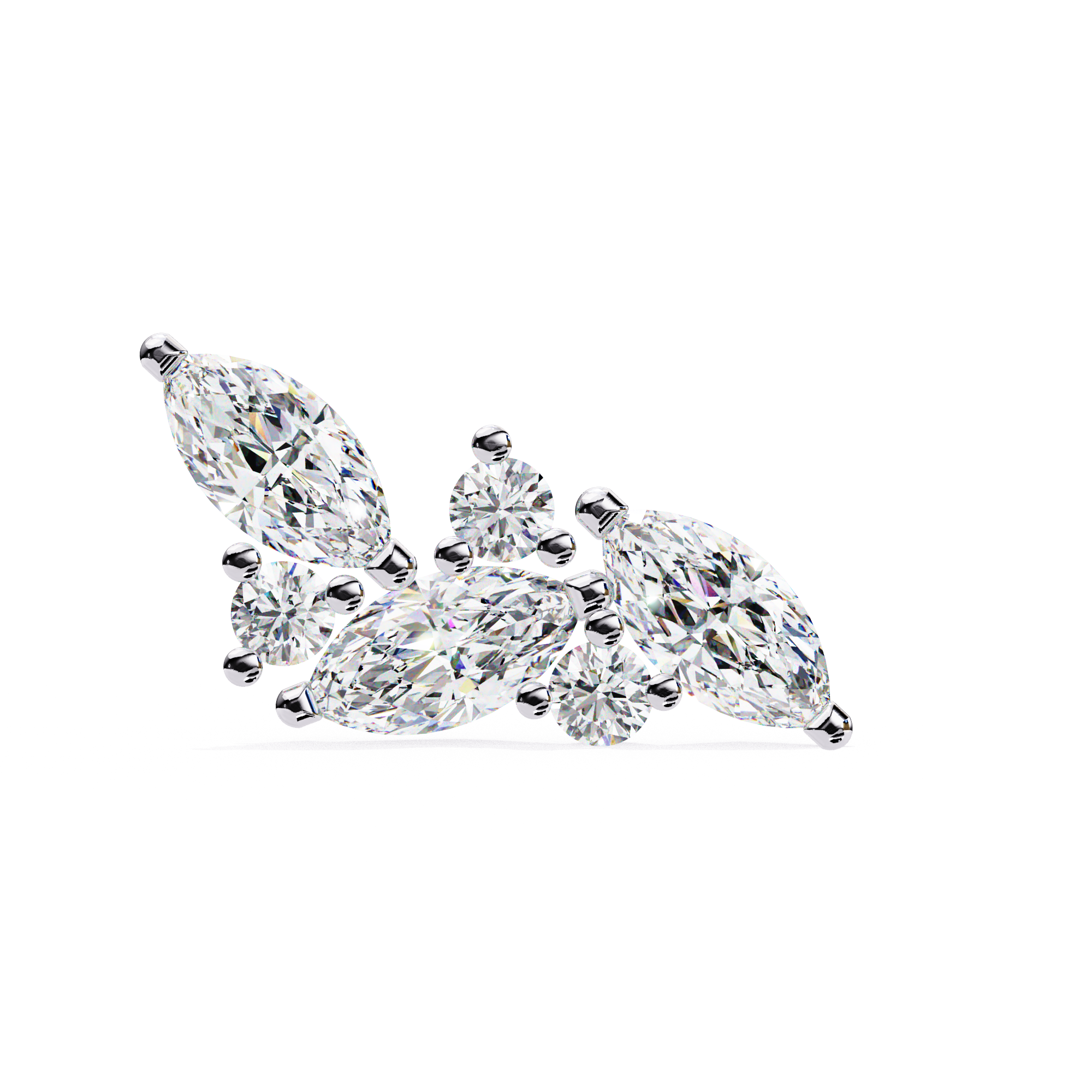 Minimal diamond stud earrings marquise and round cut design