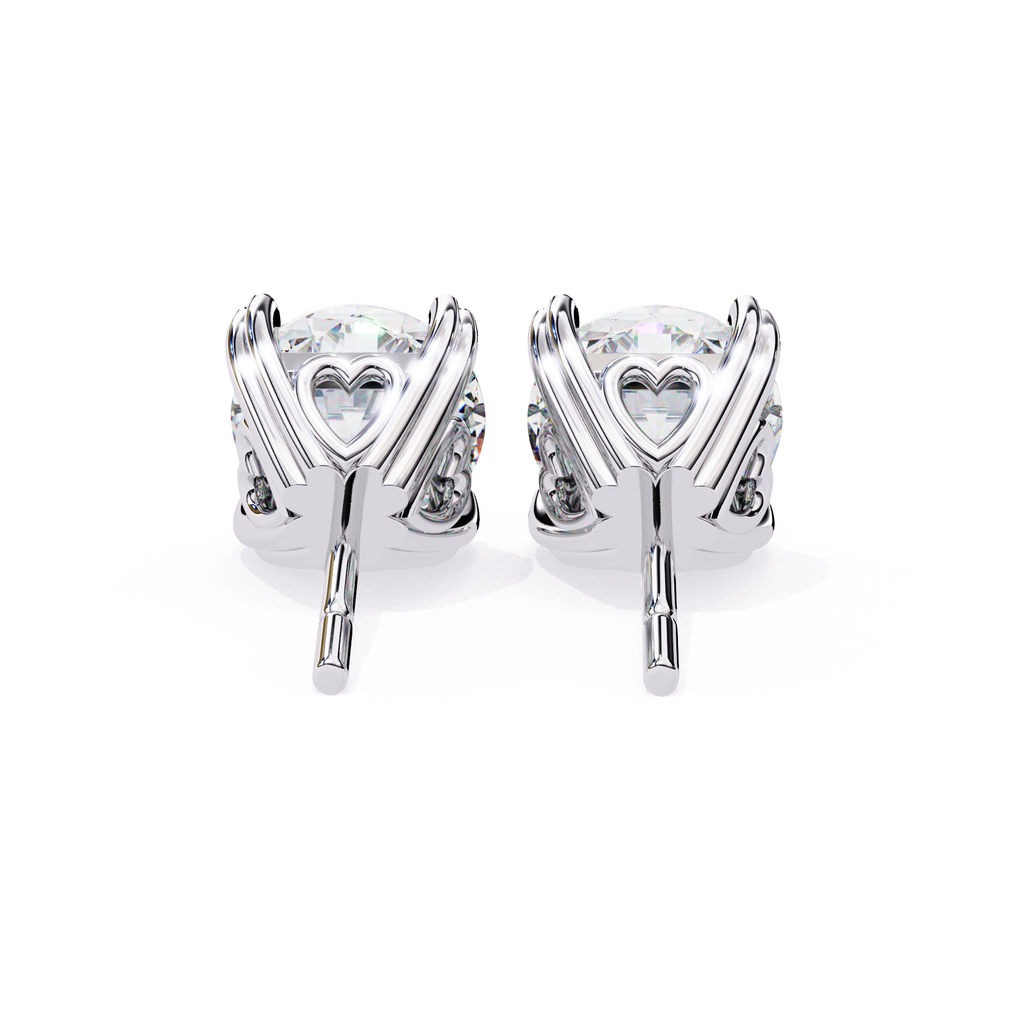 Round diamond halo stud earrings