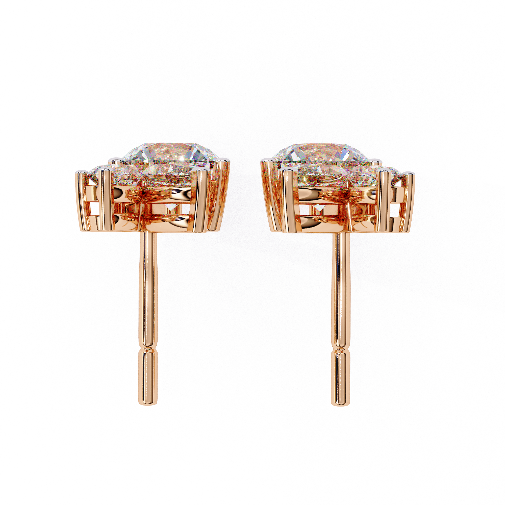 Chic diamond stud earrings with leaf inspired pattern