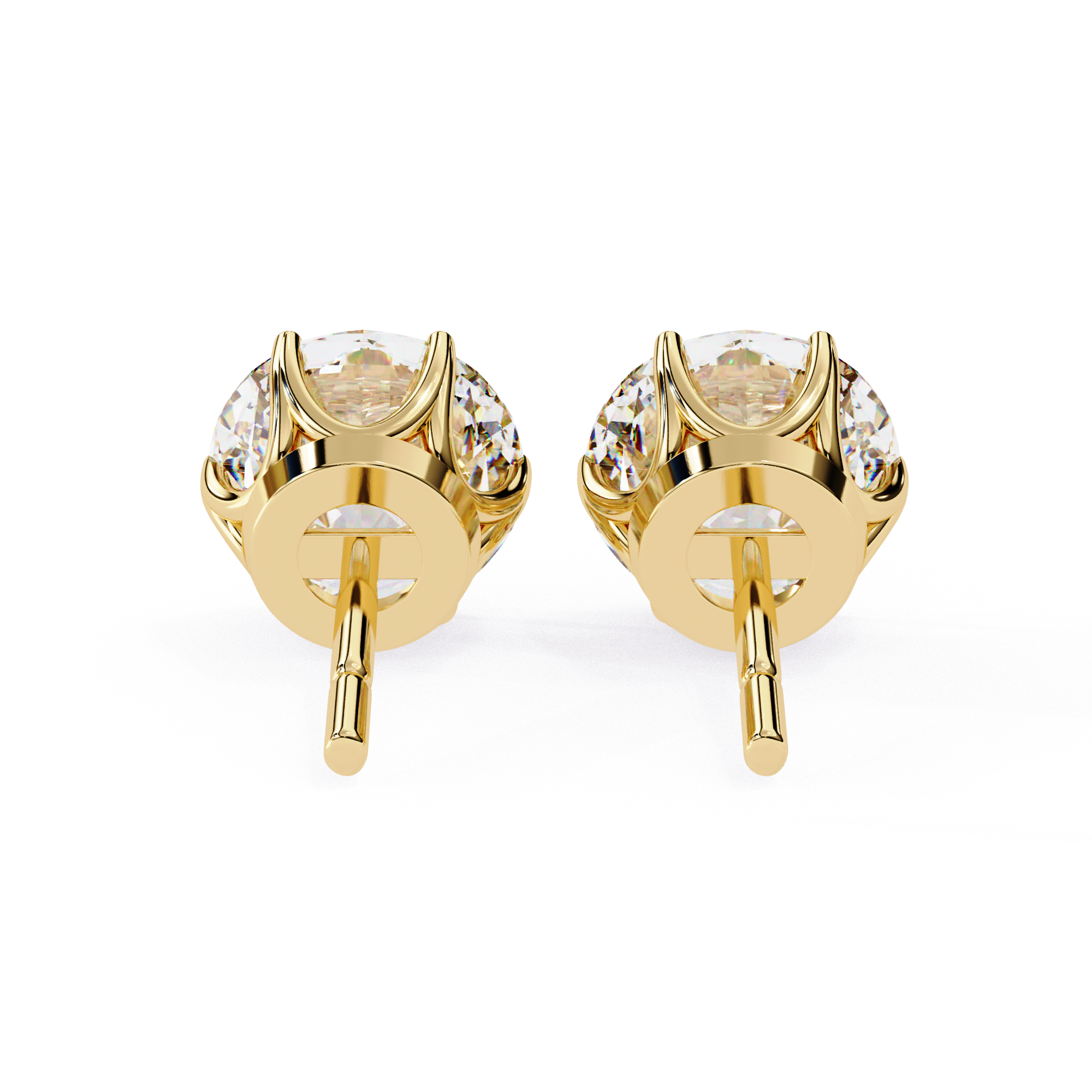 Premium gold Round cut diamond stud earrings