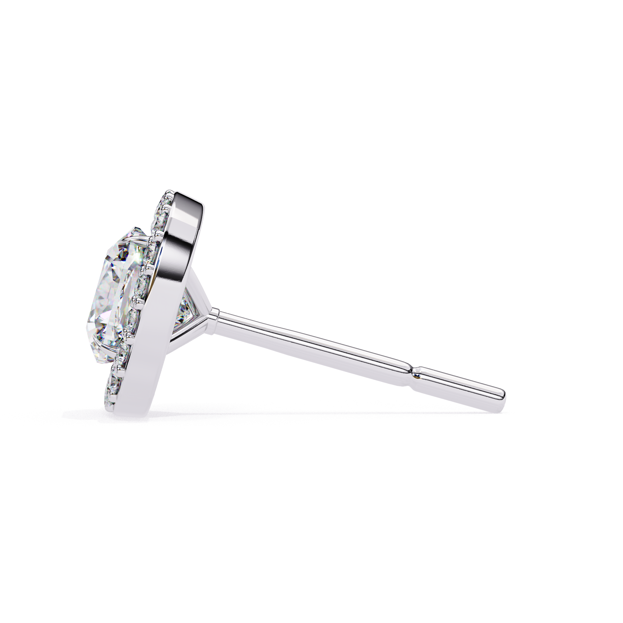 Cushion cut diamond halo stud earrings
