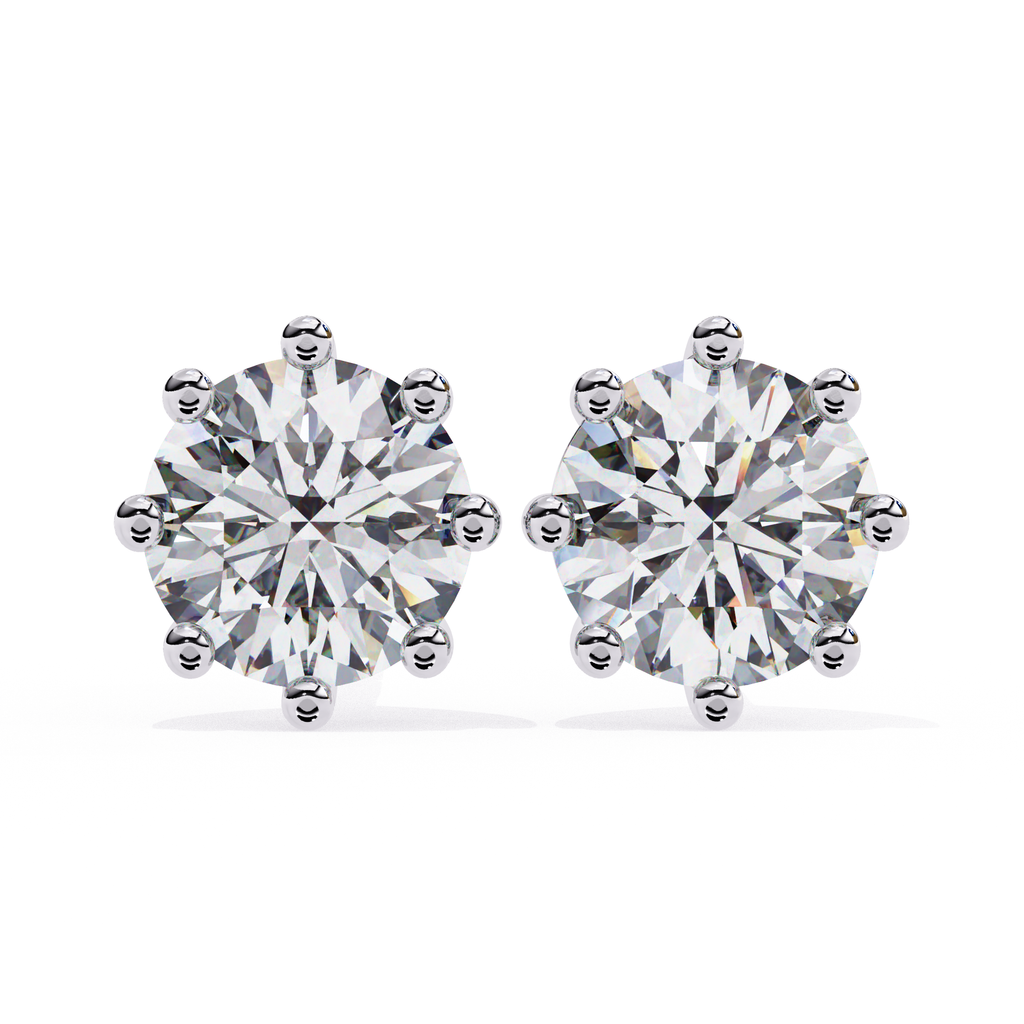 Modern white gold Round halo diamond stud earrings for everyday wear