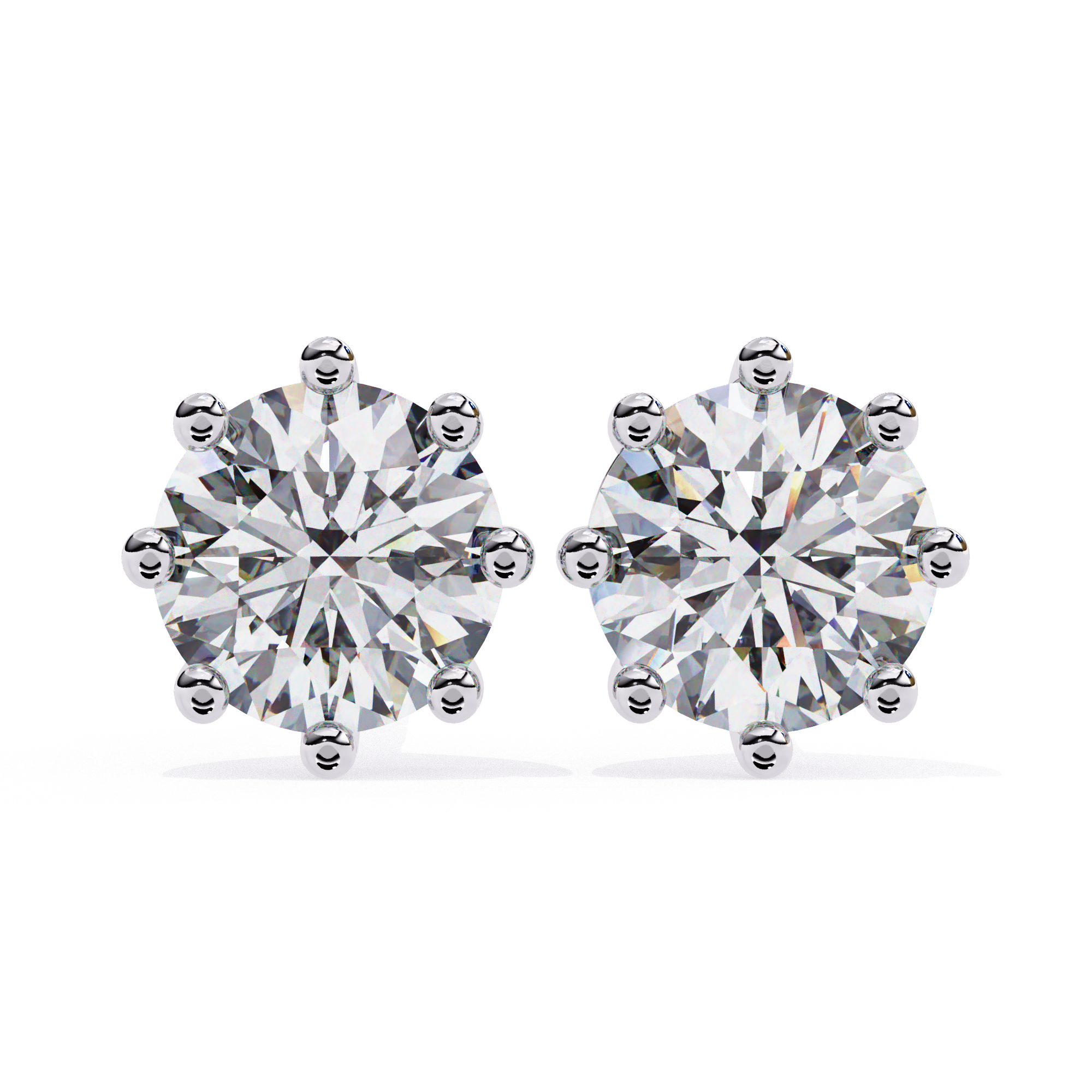 Modern white gold Round halo diamond stud earrings for everyday wear