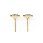 Premium gold Emerald cut halo diamond stud earrings