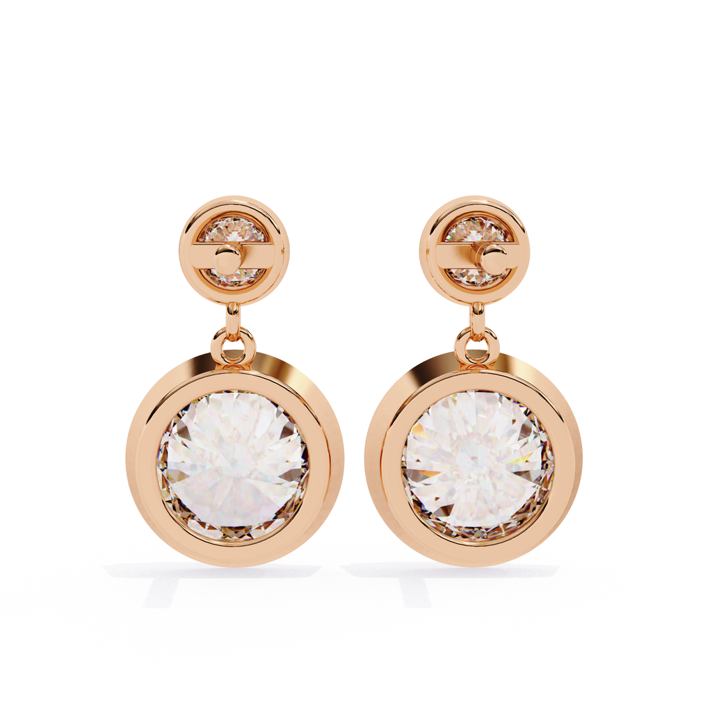Classic rose gold diamond drop earrings