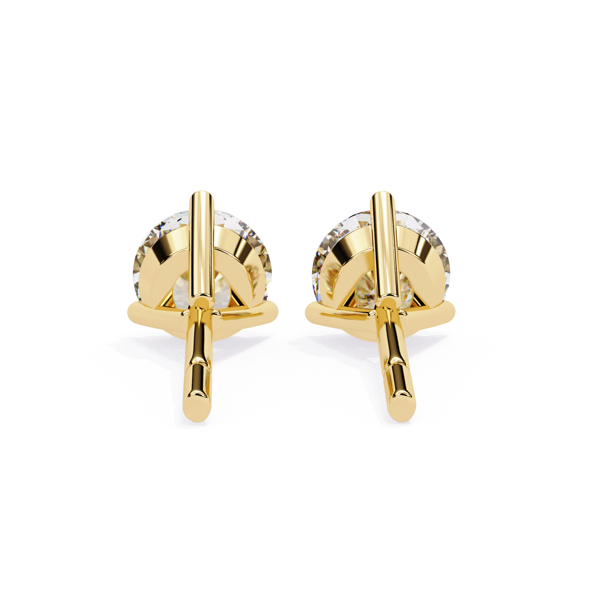 Premium gold Round cut diamond stud earrings