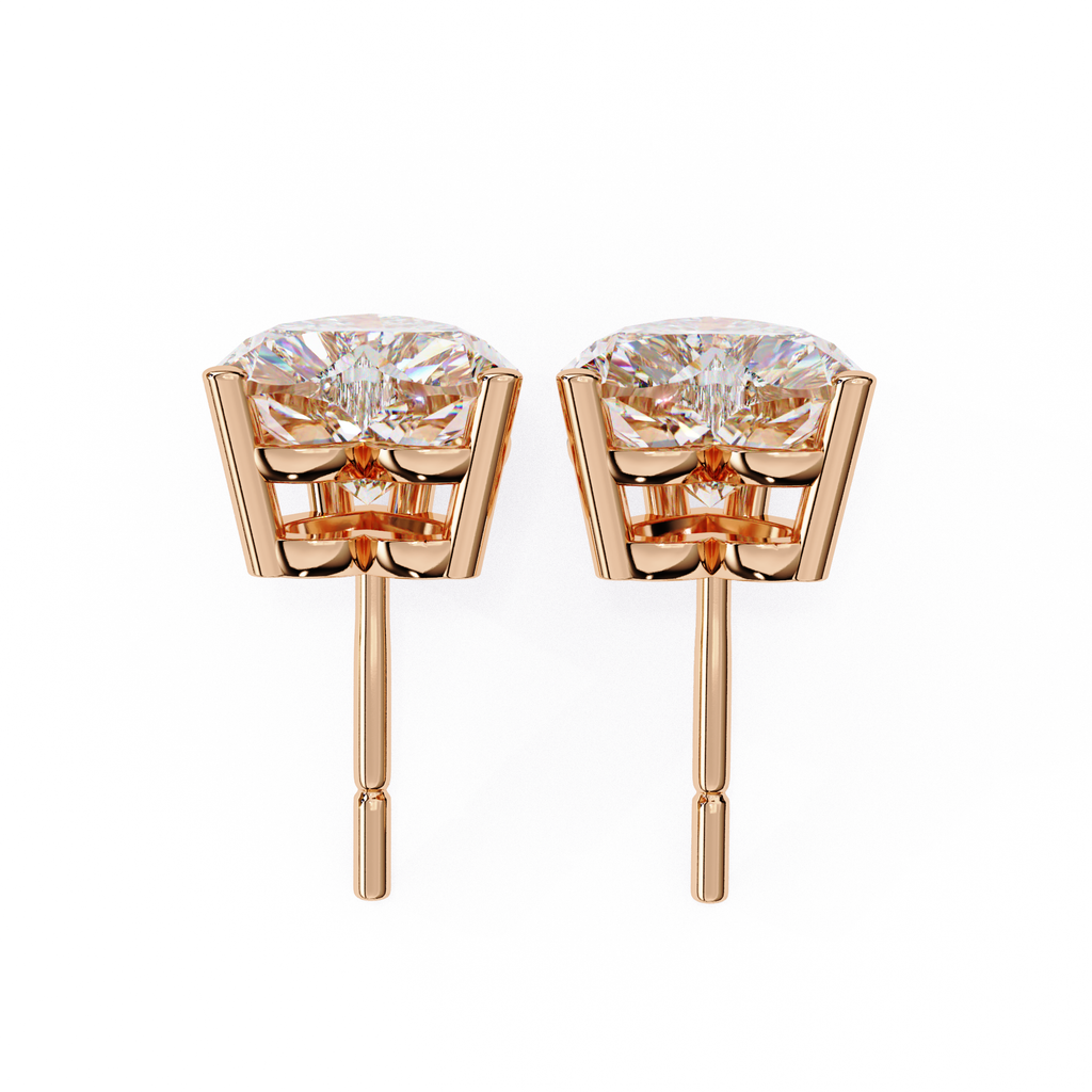 Delicate heart diamond stud earrings
