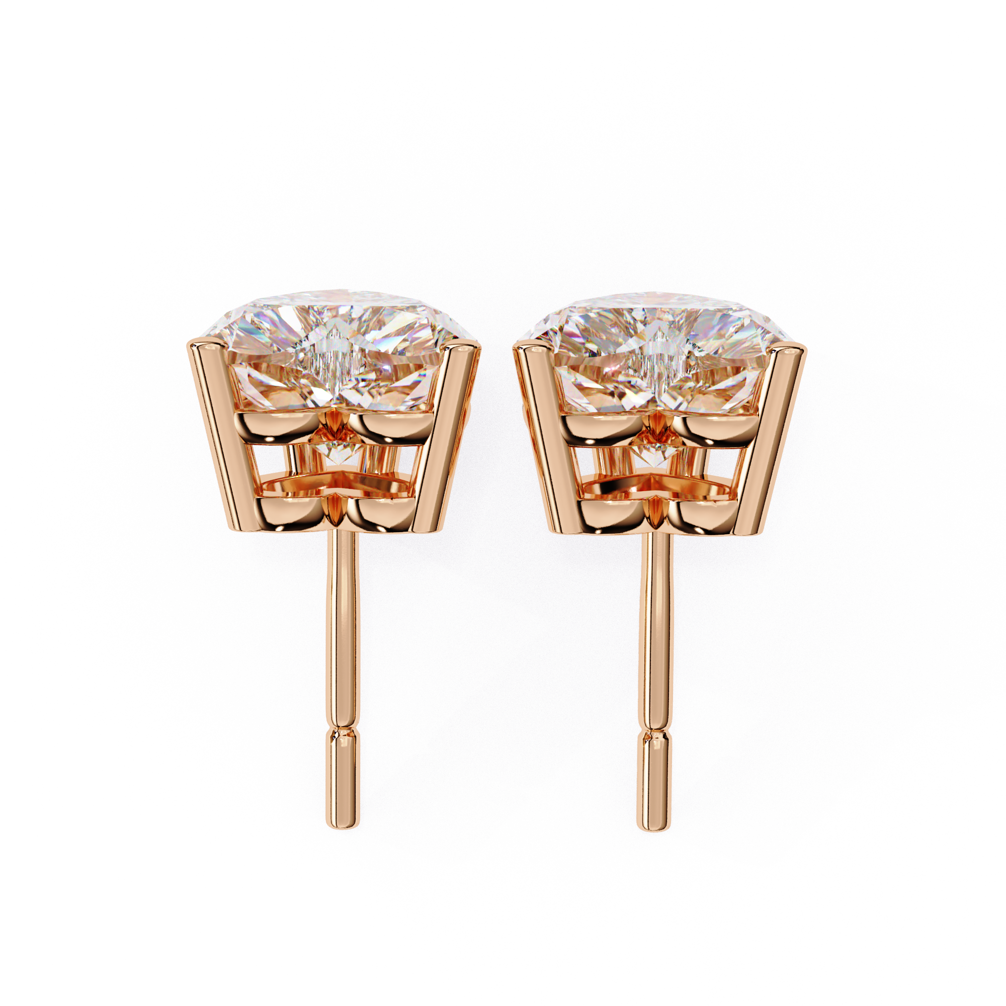 Delicate heart diamond stud earrings