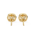 Premium gold Cushion cut halo diamond stud earrings