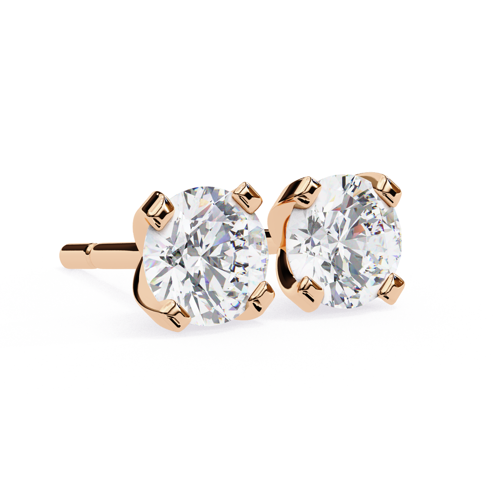Minimal Round diamond stud earrings everyday wear