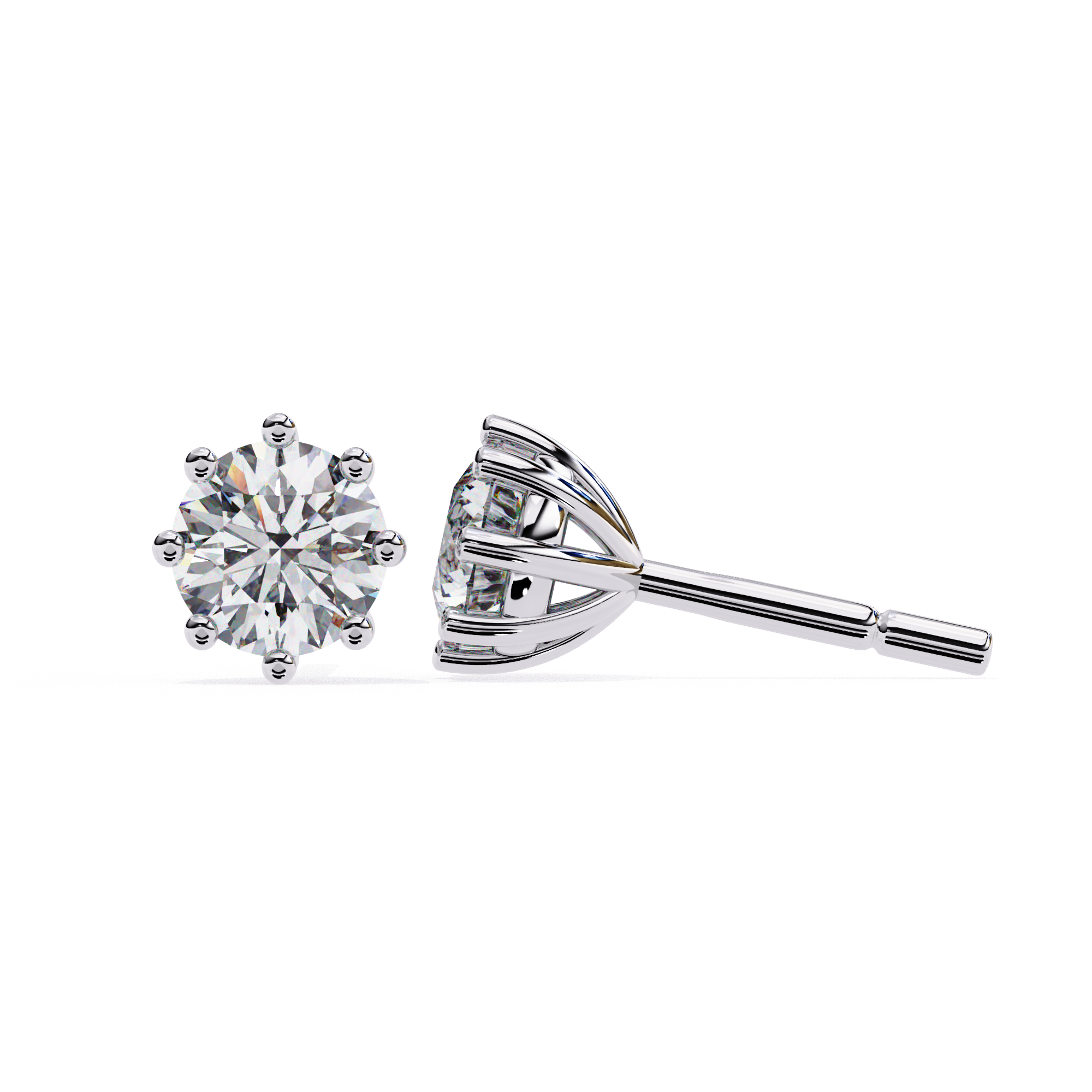 Round halo diamond stud earrings in White Gold