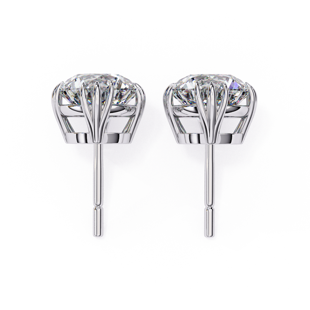 Minimal Round diamond stud earrings everyday wear