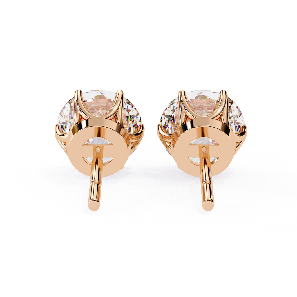 Premium rose gold Round cut diamond stud earrings