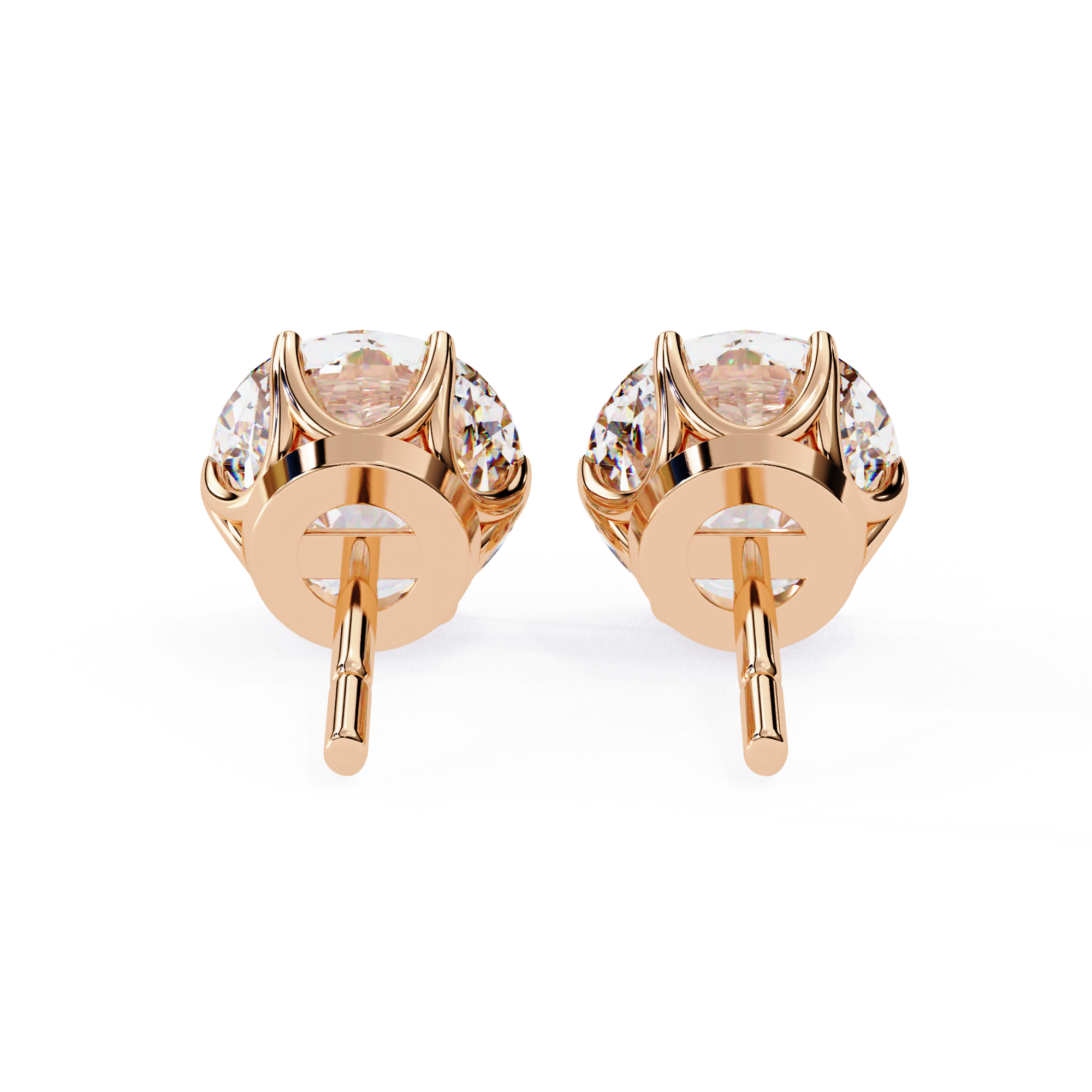 Premium rose gold Round cut diamond stud earrings