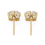Designer crown style diamond stud earrings for women