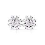 Luxury diamond sunburst stud earrings White Gold