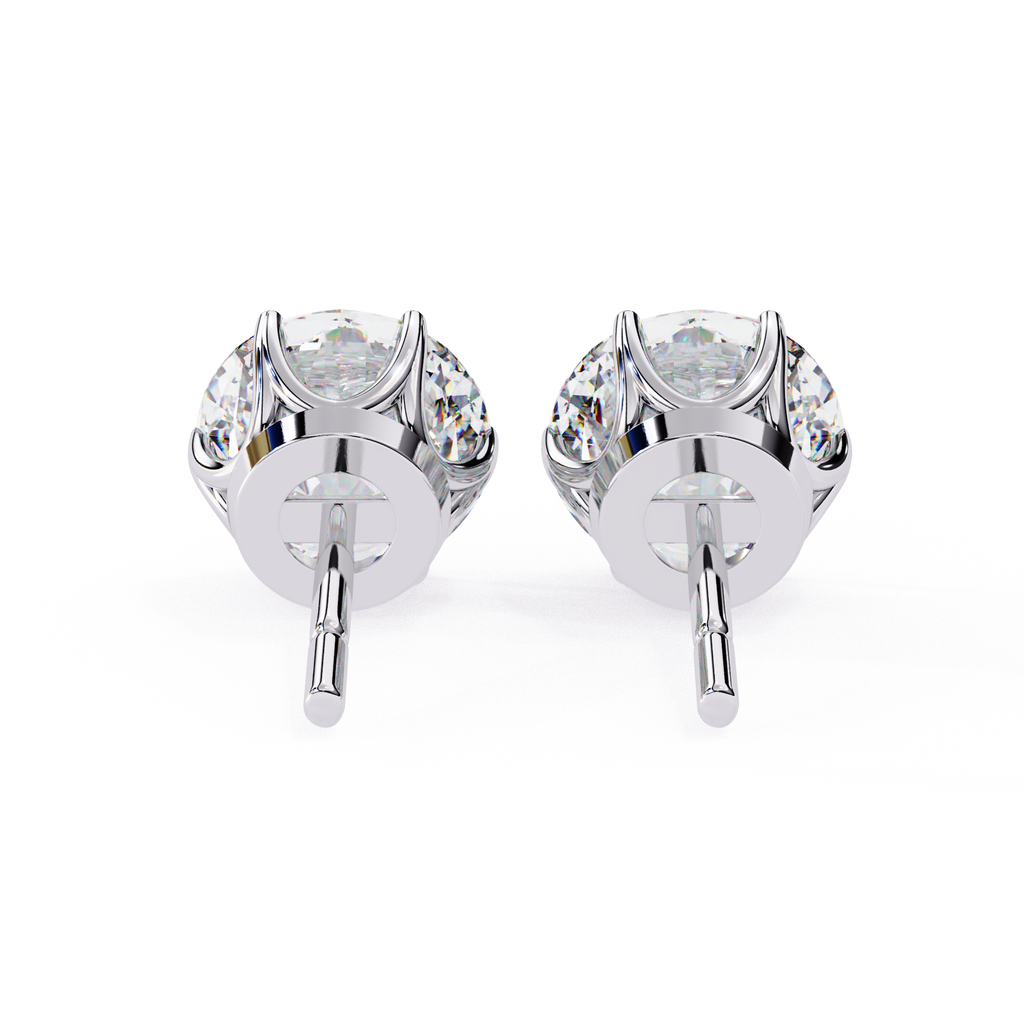 Premium white gold Round cut diamond stud earrings