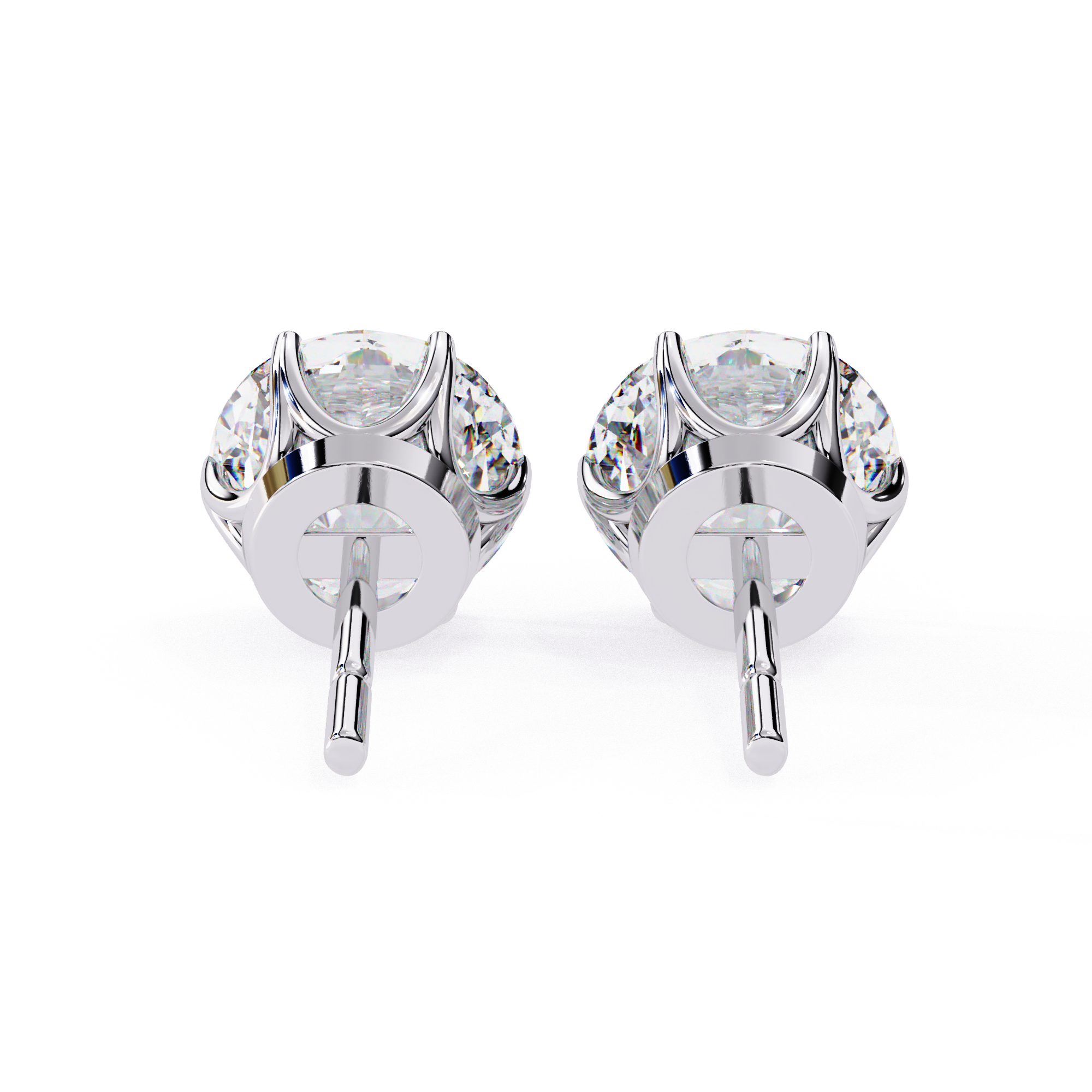 Premium white gold Round cut diamond stud earrings